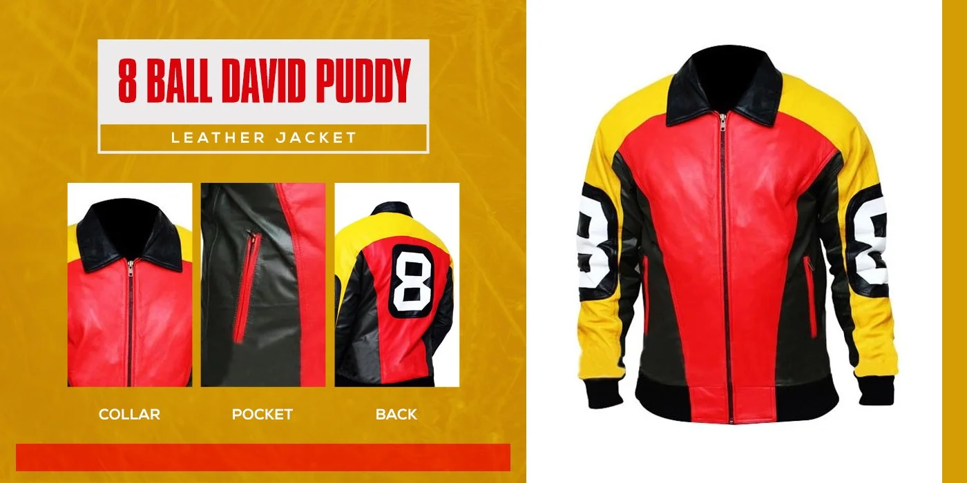 Men's 8 Ball Pointed Collar Bomber Letterman Jacket