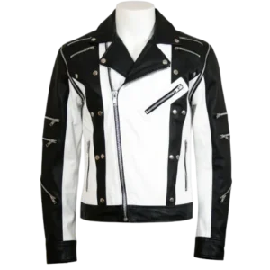 Hot michael jackson black and white leather jacket Flash Sales