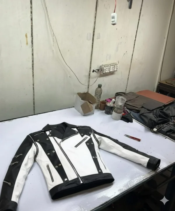 Hot michael jackson black and white leather jacket Flash Sales