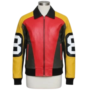 Men's 8 Ball Pointed Collar Bomber Letterman Jacket