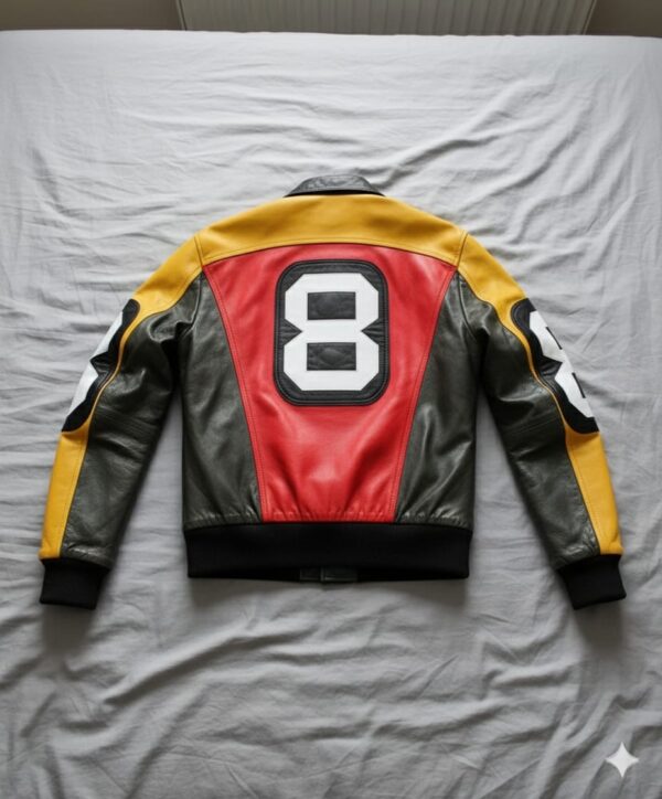 Men's 8 Ball Pointed Collar Bomber Letterman Jacket