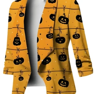 Halloween Pumpkin Printed Blazer