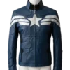 Captain America Blue Leather Jacket Chris Evan