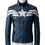 Captain America Blue Leather Jacket Chris Evan