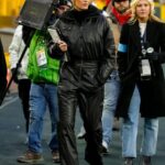 Erin Andrews Black Leather Jumpsuit