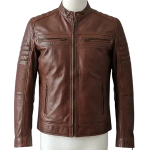 Men's Cafe Racer Brown Leather Jacket