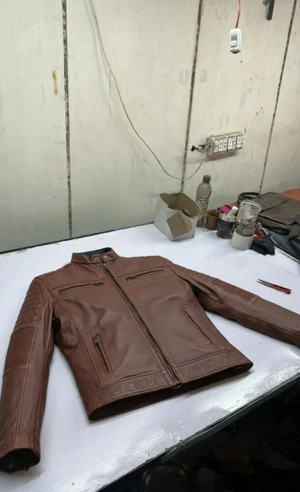 Men's Cafe Racer Brown Leather Jacket Men's Cafe
