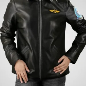 Kelly McGillis Top Gun Flight Black Leather Jacket