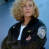 Kelly McGillis Top Gun Flight Black Leather Jacket