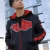 Naruto Akatsuki Hooded Leather Jacket