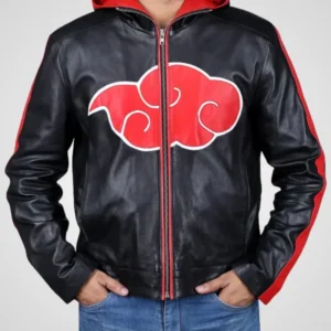 Naruto Akatsuki Hooded Leather Jacket