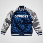 Dallas Cowboys Navy Blue/Silver Varsity Satin Jacket