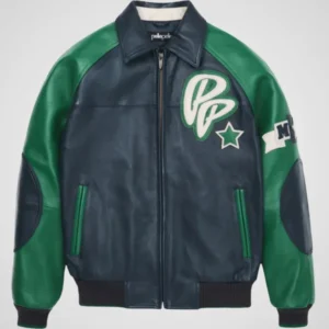 Men’s Pelle Pelle Classic Soda Club Plush Green & Navy Leather Jacket