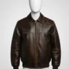 Men’s Two Tone Pelle Pelle Leather Jacket – Vintage Brown Style