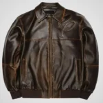 Men’s Two Tone Pelle Pelle Leather Jacket – Vintage Brown Style