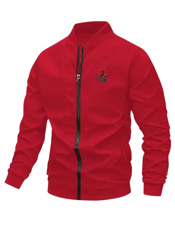 Valentine’s Day Romantic Rose and Slogan Print Jacket