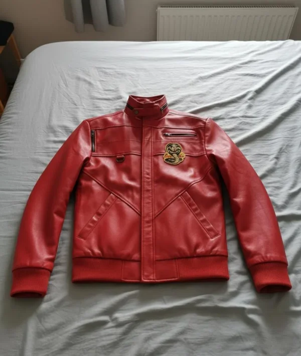 Red Cobra Kai Style Vintage Red Leather Jacket