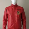 Red Cobra Kai Style Vintage Red Leather Jacket