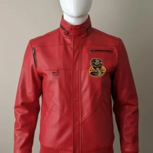 Red Cobra Kai Style Vintage Red Leather Jacket