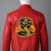 Red Cobra Kai Style Vintage Red Leather Jacket