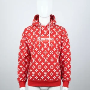 Red Louis Vuitton x Supreme Hoodie
