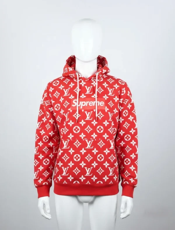 Red Louis Vuitton x Supreme Hoodie