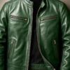 Men's Green Leather Biker Jacket