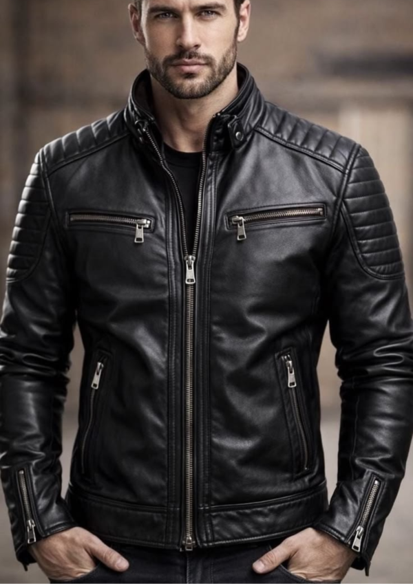 Men’s Black Leather Biker Jacket