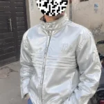 ashley lt metallic leather-look jacket