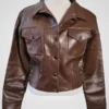 Ashley Int. Faux Leather Jacket Vintage Y2K Brown Lace