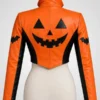 Women’s Gothic Pumpkin Halloween Cropped Leather Jacket