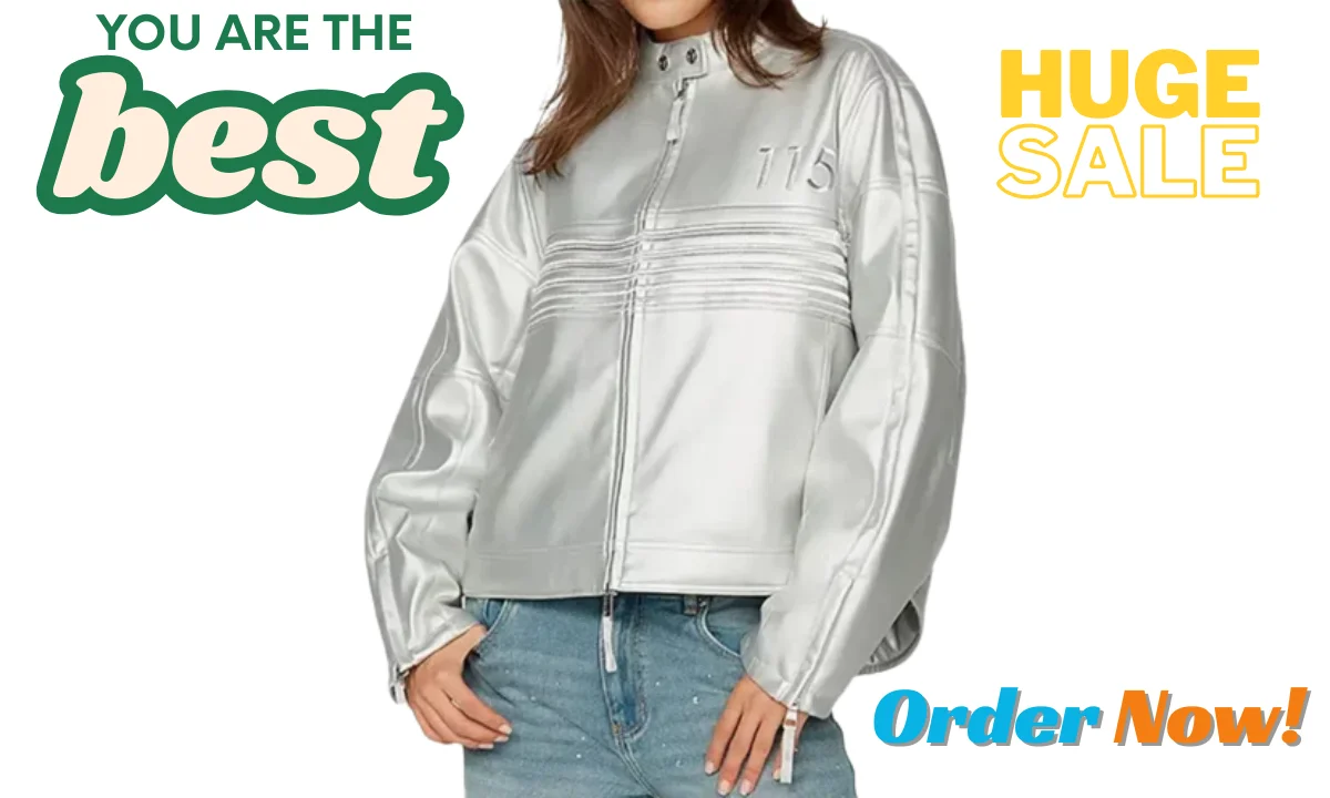 ashley lt metallic leather-look jacket
