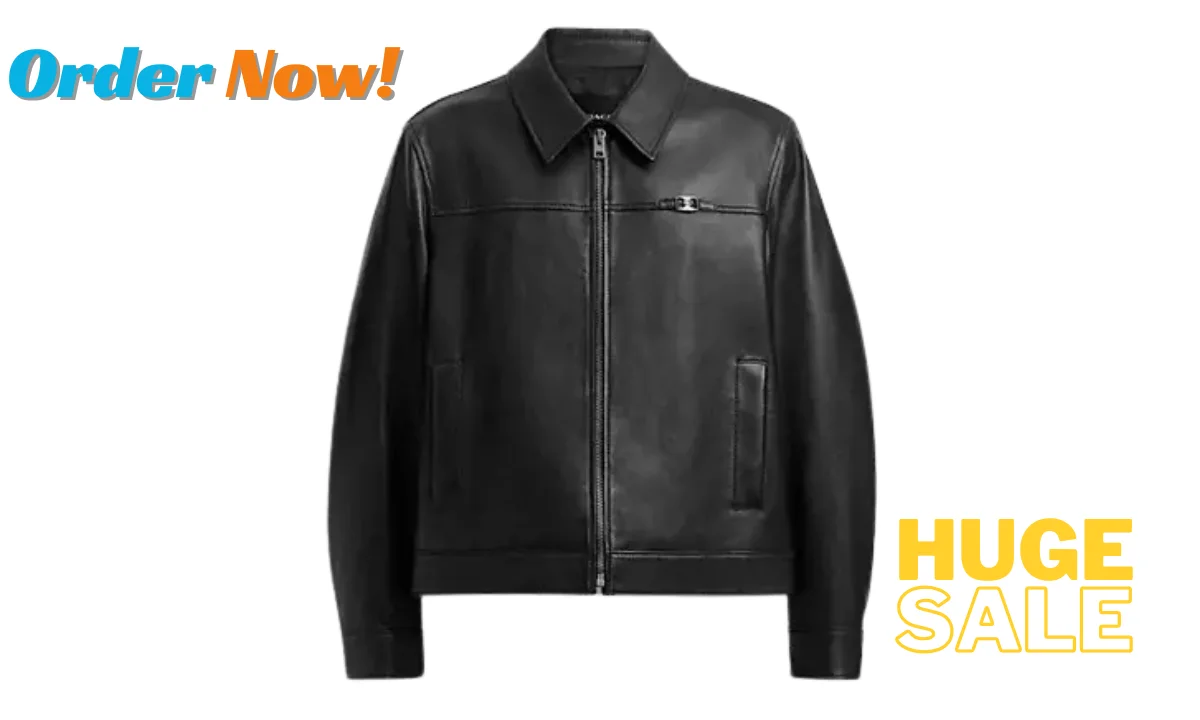 coach men's heritage c lightweight leather jacket