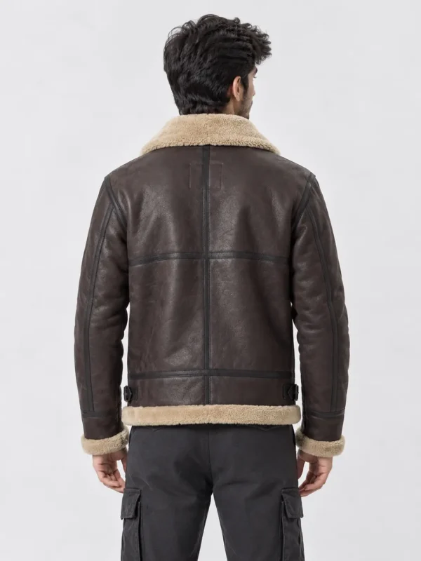 Men's B3 RAF Aviator Brown Bomber Shearling Leather Jacket