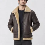 Men's B3 RAF Aviator Brown Bomber Shearling Leather Jacket